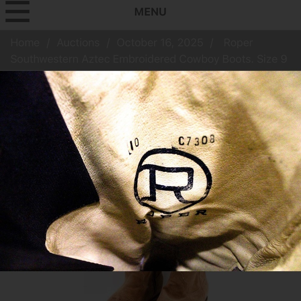 Roper Tan Cowboy Boots with Embroidery - Picture 7 of 8